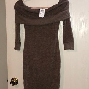 Brown(mocha) over the shoulder dress, never worn
